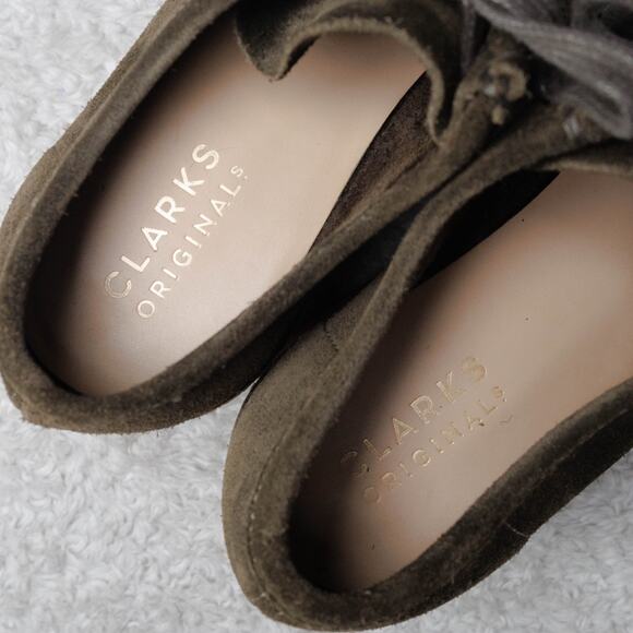 Clarks Original Wallabee Olive Green Suede Block Heeled Shoes Womens 7.5 EU 38 - Picture 9 of 16